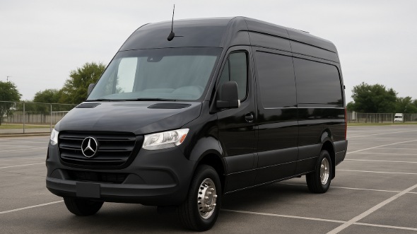 Exterior of Charter Bus Company Lenexa's 14 Passenger Sprinter Limousine in Lenexa