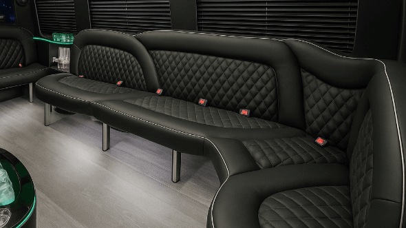 Interior of Charter Bus Company Kansas City's 15 Passenger Party Bus in Kansas City