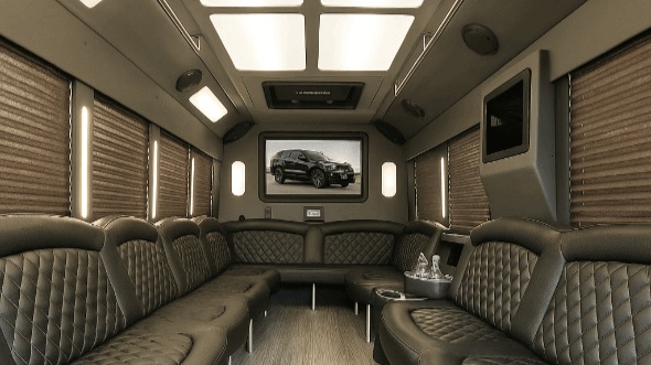 Interior of Charter Bus Company Lenexa's 20 Passenger Party Bus in Lenexa