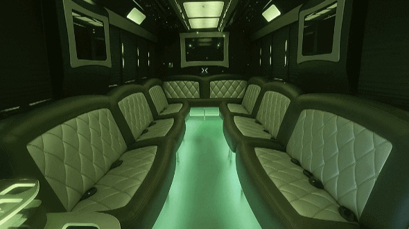 Interior of Charter Bus Company Shawnee's 25 Passenger Party Bus in Shawnee