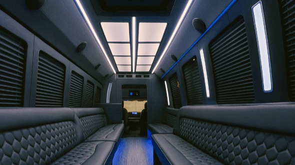 Interior of Charter Bus Company Shawnee's 28 Passenger Party Bus in Shawnee