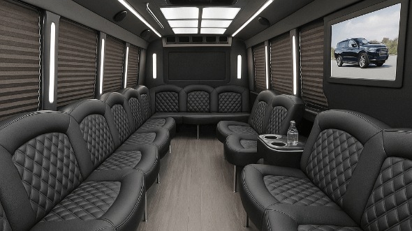 Interior of Charter Bus Company Overland Park's 30 Passenger Party Bus in Overland Park