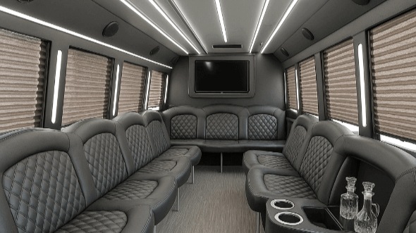 Interior of Charter Bus Company Shawnee's 30 Passenger Party Bus in Shawnee
