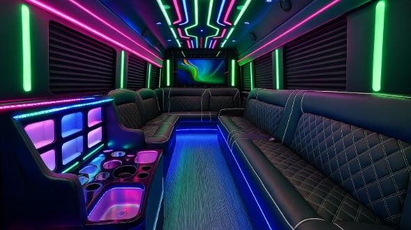 Interior of Charter Bus Company Lee's Summit's 40 Passenger Party Bus in Lee's Summit