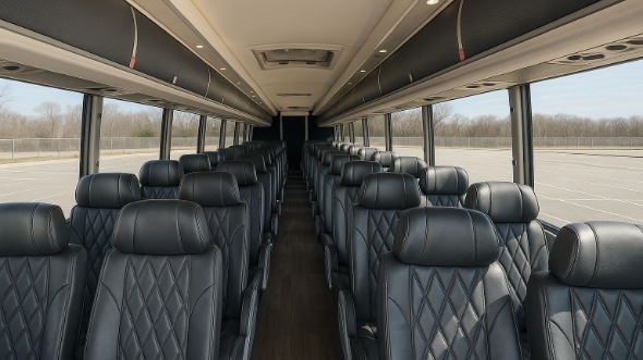 Interior of Charter Bus Company Independence's 44 Passenger Charter Bus in Independence
