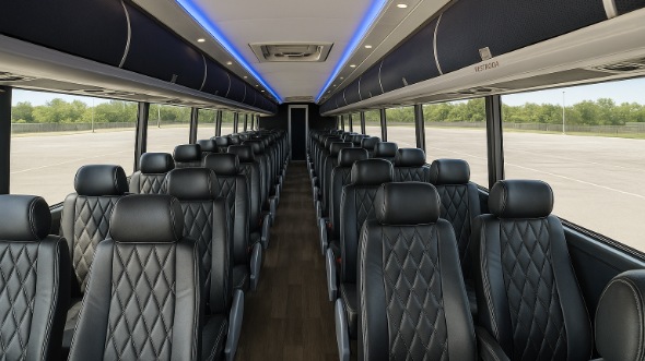 Interior of Charter Bus Company Independence's 46 Passenger Charter Bus in Independence