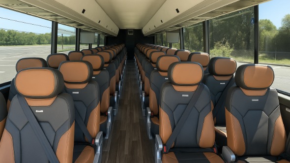 Interior of Charter Bus Company Independence's 48 Passenger Charter Bus in Independence