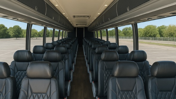 Interior of Charter Bus Company Independence's 55 Passenger Charter Bus in Independence
