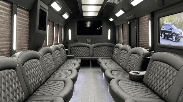 independence 25 passenger party bus inside