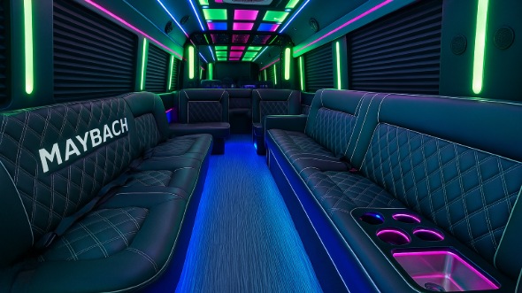 independence 25 passenger party bus interior